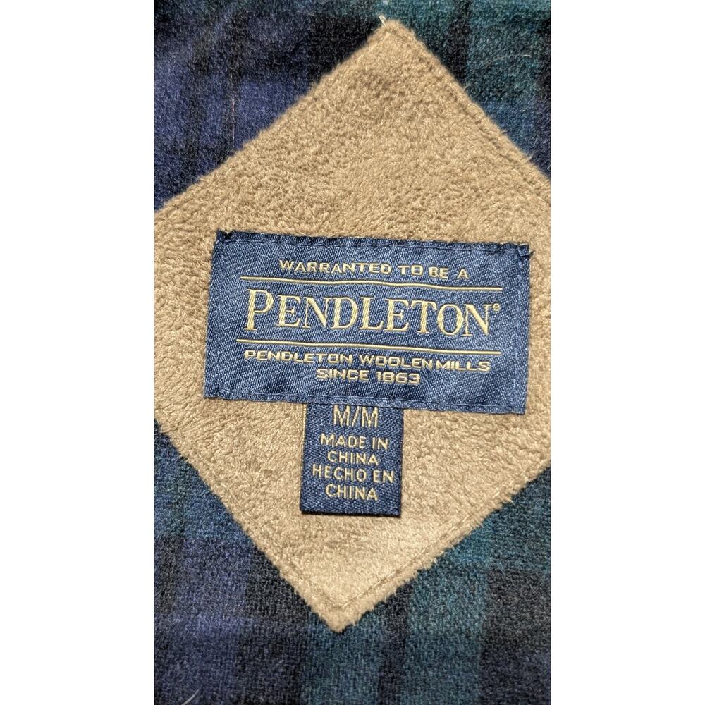 Pendleton Sherpa Fleece Jacket Women M Blue Plaid Accent Full Zip Mock Neck - Picture 10 of 15